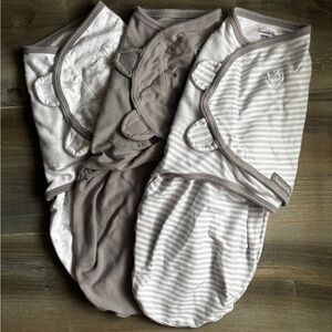 3 Swaddle Me Gray and White Baby Swaddle Set